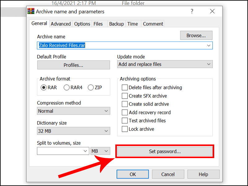 Cách đặt mật khẩu cho file ZIP